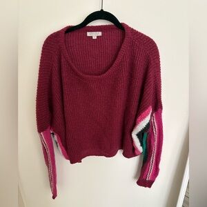 Ultra Flirt Burgundy and Pink Knit Sweater